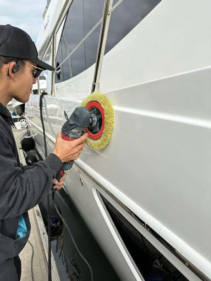 Expert boat detailing services by Swift Marine Yacht Management